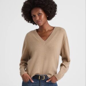 Madewell Tan Nude Camel Cashmere V-neck Sweater